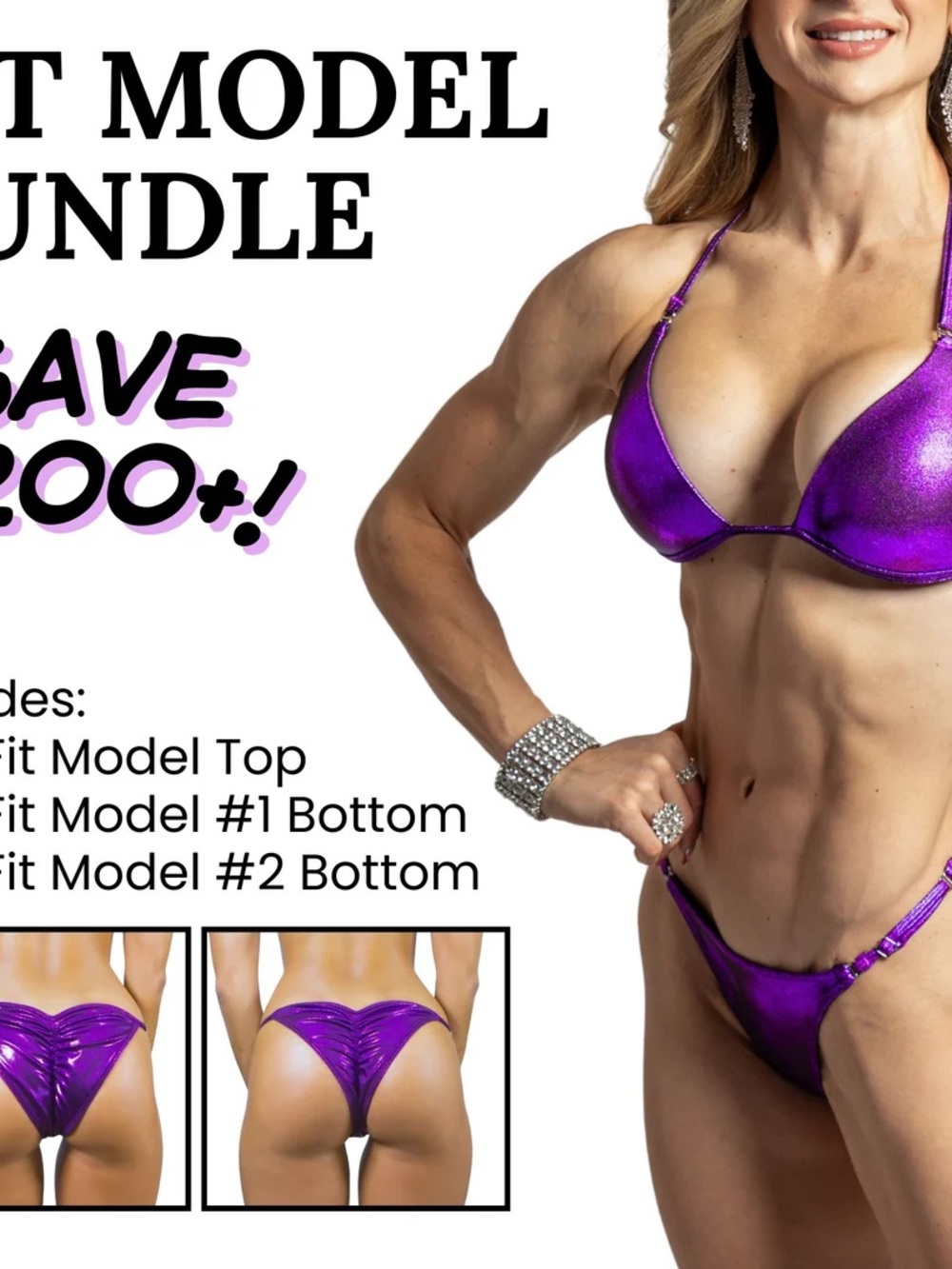 Angel Competition Fit Model Holographic Purple Bikini - Picture 2 of 3